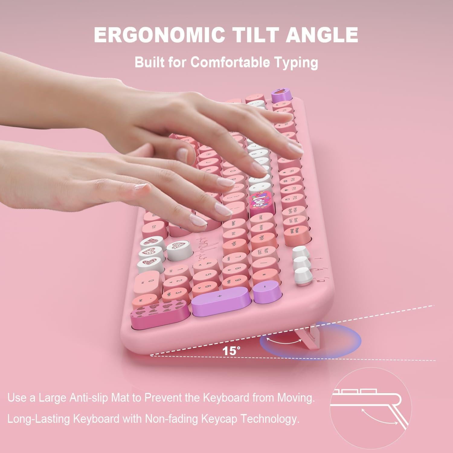 Combo Teclado y Ratón Inalámbricos LgnitionKeys Rosa 104 Teclas