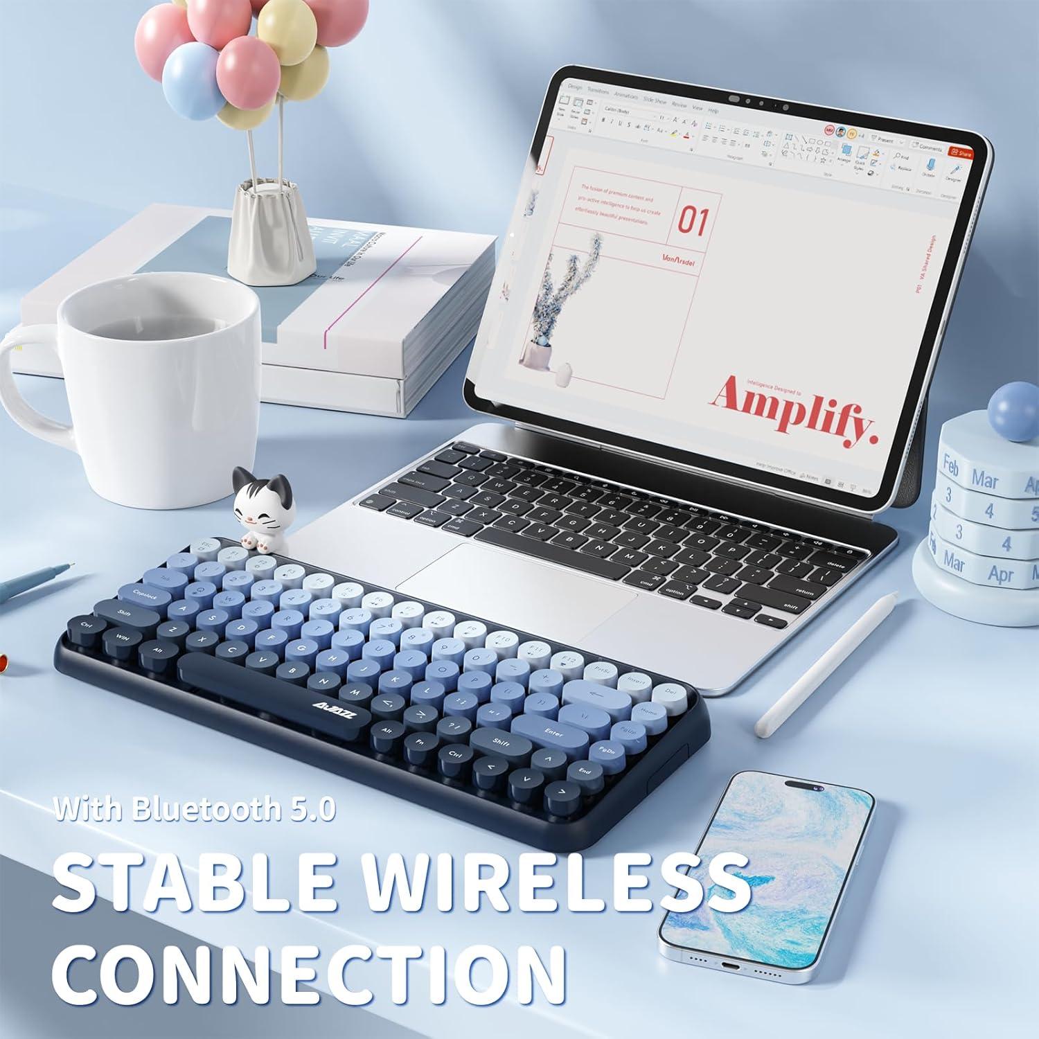 Teclado Inalámbrico Bluetooth FELICON 308i Retro Azul 84 Teclas