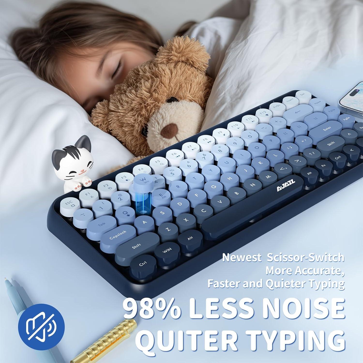 Teclado Inalámbrico Bluetooth FELICON 308i Retro Azul 84 Teclas