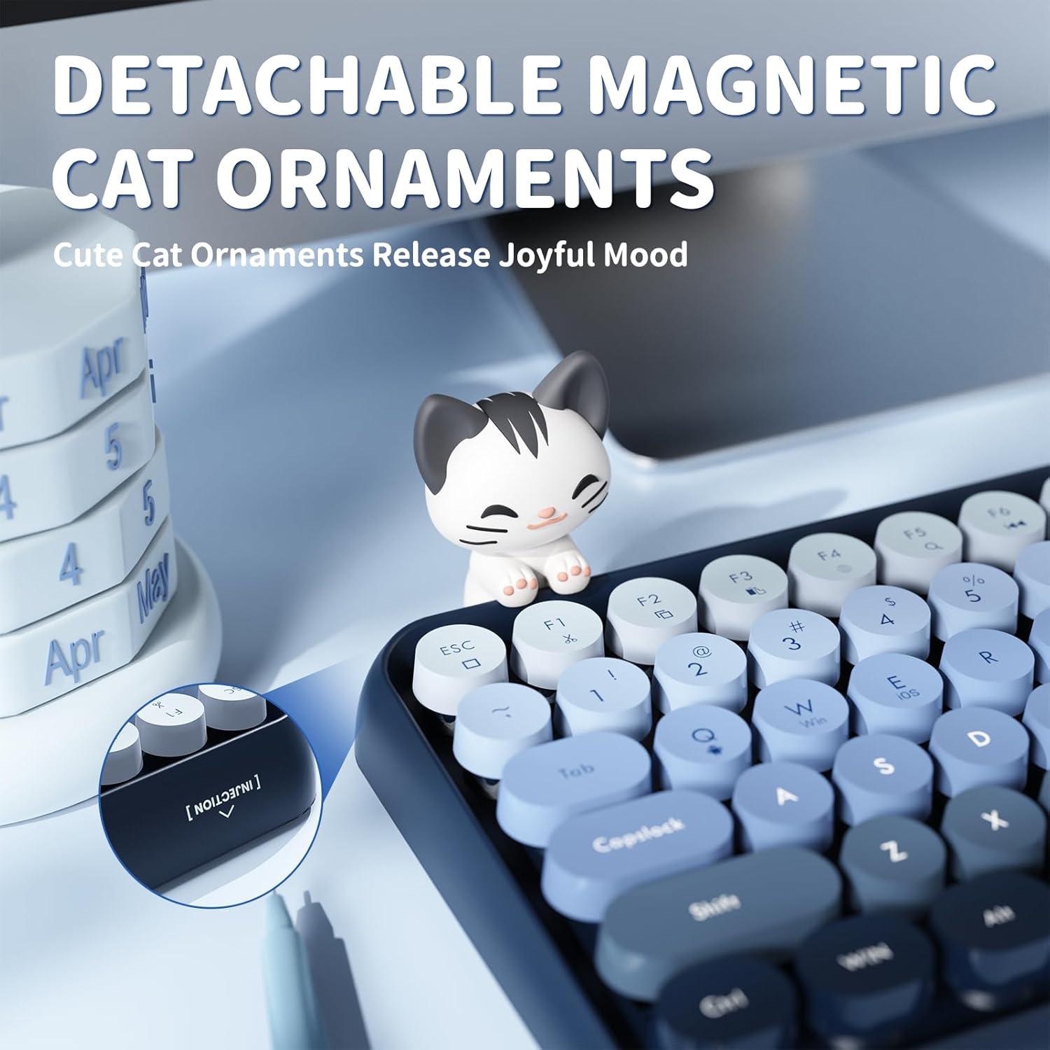 Teclado Inalámbrico Bluetooth FELICON 308i Retro Azul 84 Teclas