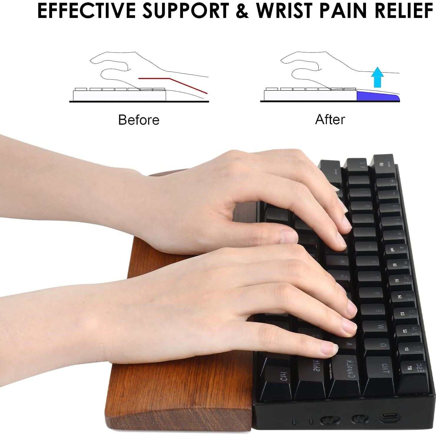 Reposa muñecas Linkidea de madera para teclado mecánico 60%