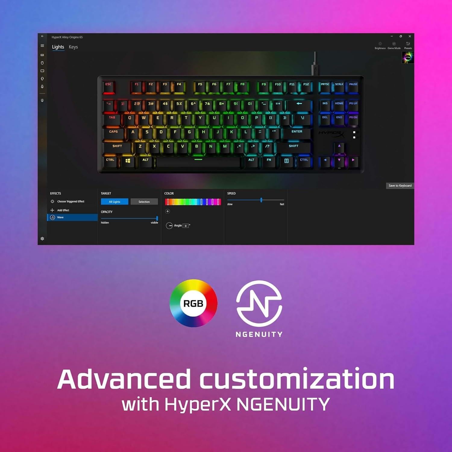 Teclado Mecánico Gaming HyperX Alloy Origins PBT RGB 0.9kg