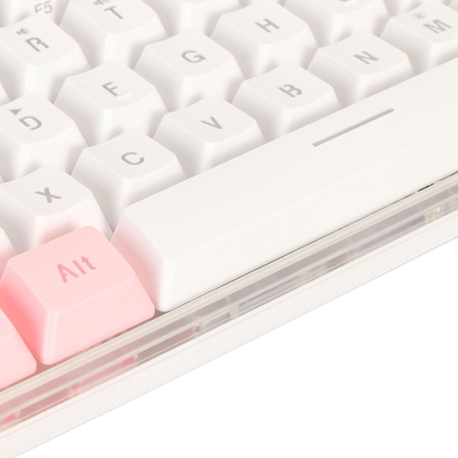 Teclado Gaming Compacto Dioche 60% RGB 61 Teclas USB Rosa Blanco