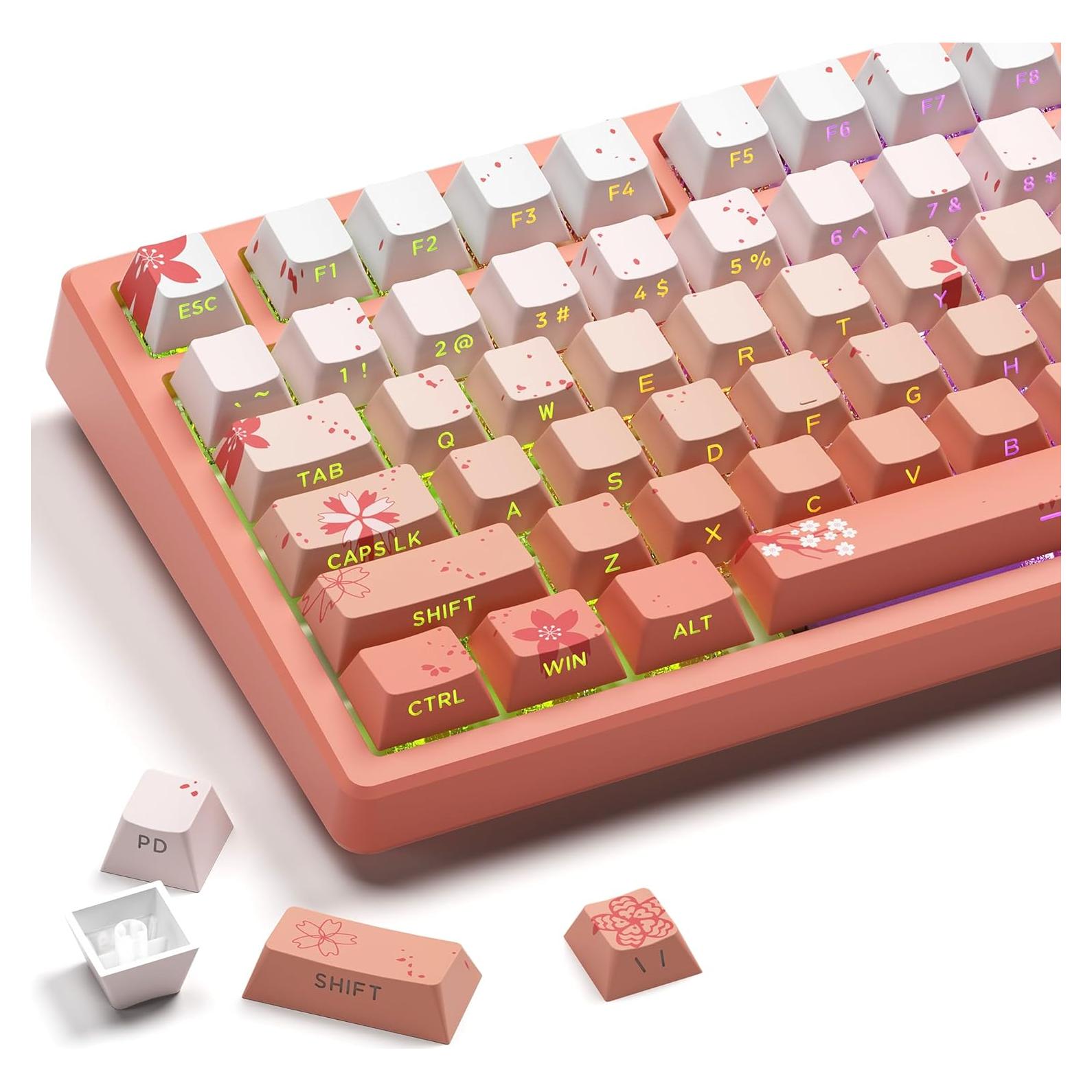 Teclado Mecánico GMKWTL Flores de Cerezo PBT 132 Teclas