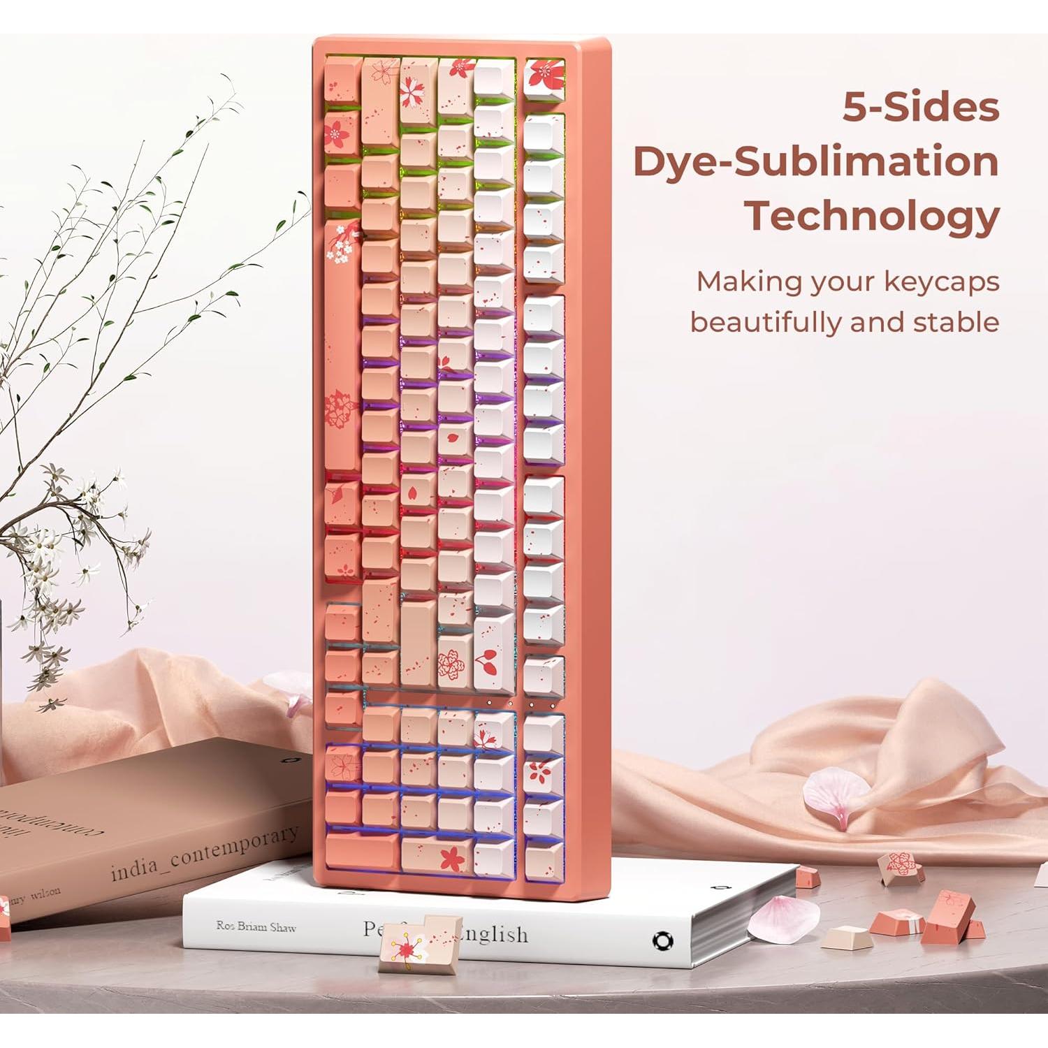 Teclado Mecánico GMKWTL Flores de Cerezo PBT 132 Teclas