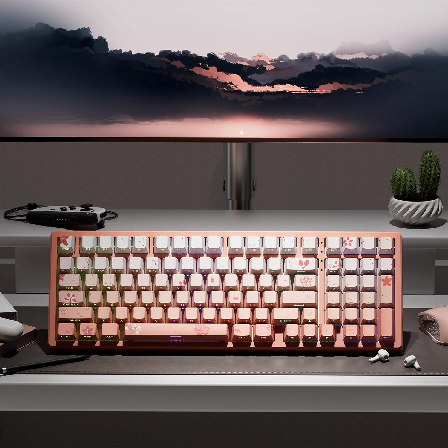 Teclado Mecánico GMKWTL Flores de Cerezo PBT 132 Teclas