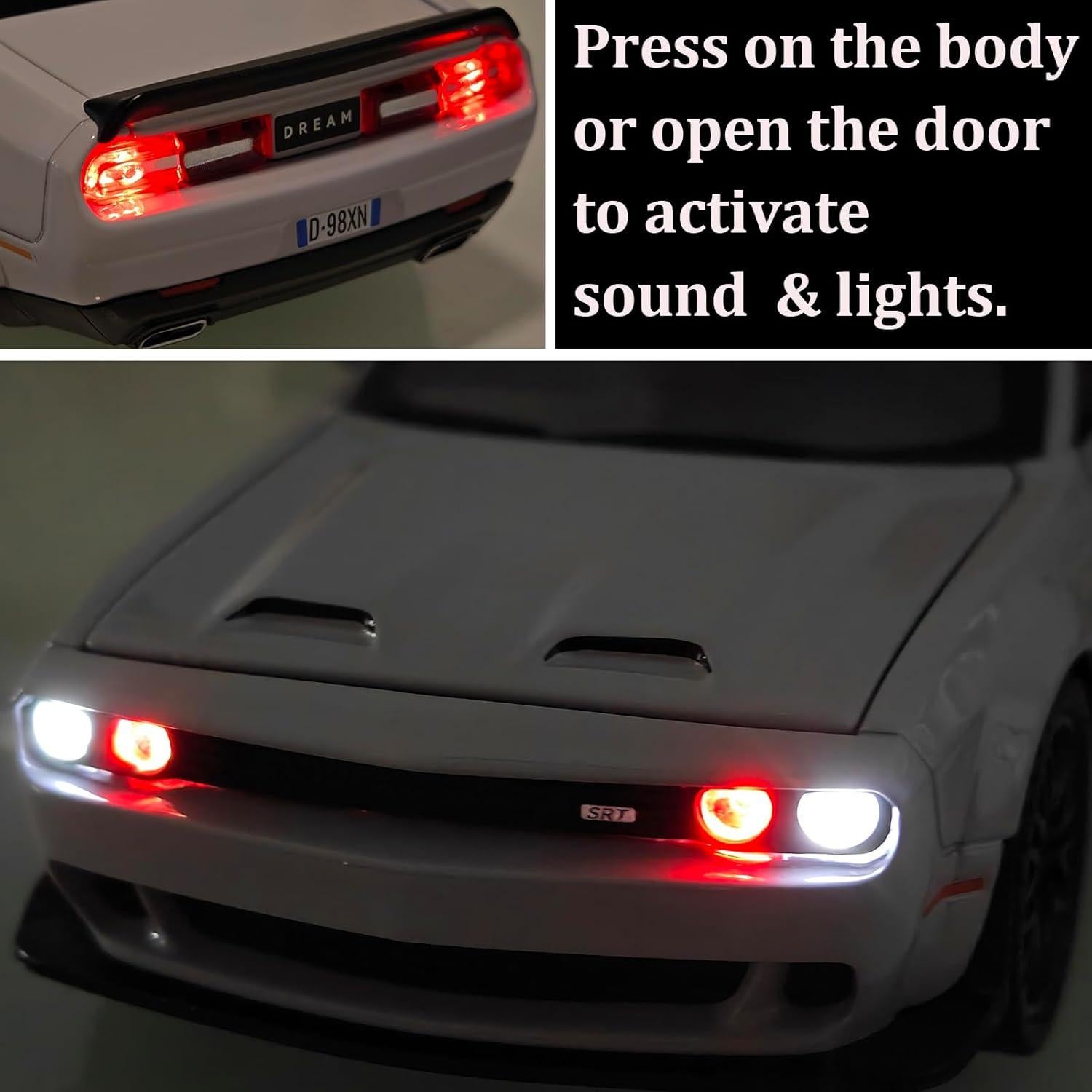 Coche de Juguete Dodge Challenger Hellcat 1:32 con Luz y Sonido