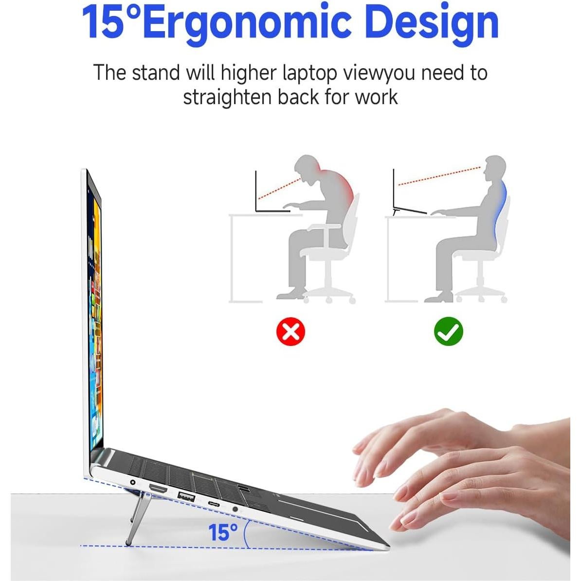 Soporte de Laptop Ergonómico HYDOOD Plegable 11.6-17" Plata