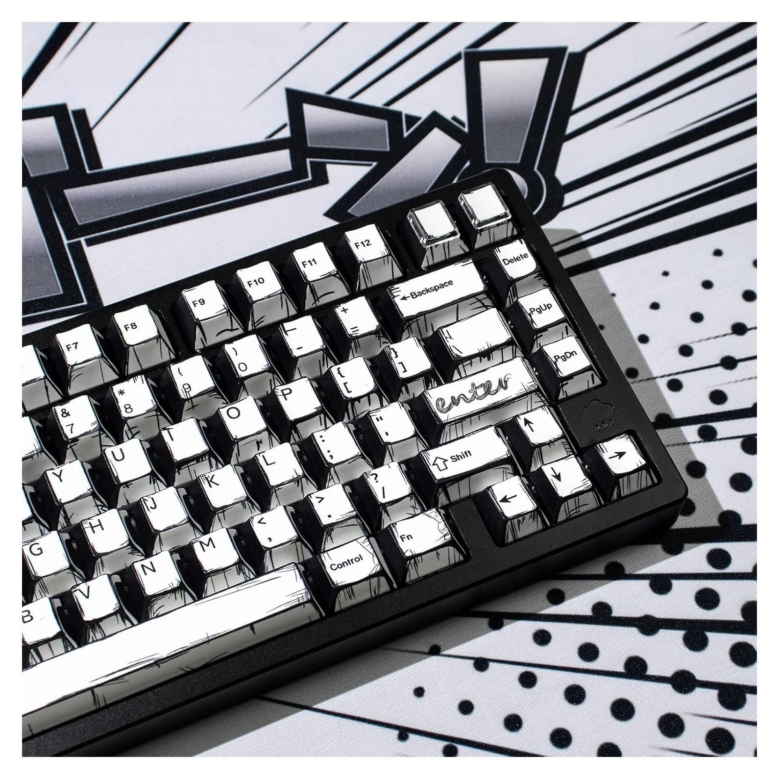Teclas PBT Retro Manga 141 Teclas Hunfuthr para Teclado Mecánico