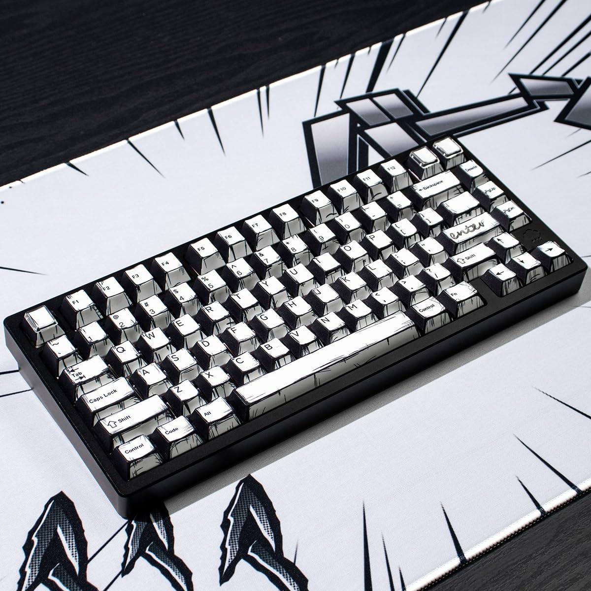 Teclas PBT Retro Manga 141 Teclas Hunfuthr para Teclado Mecánico