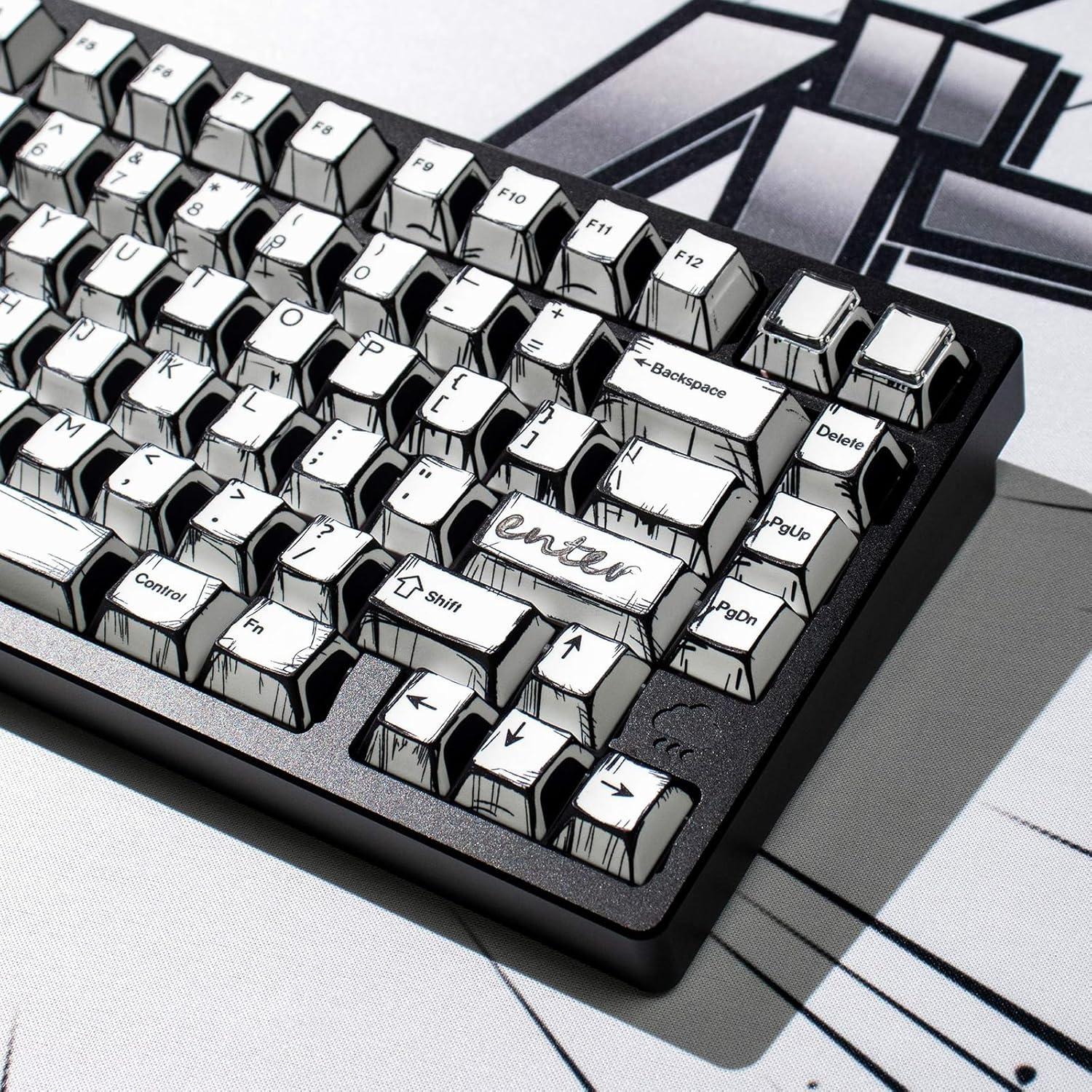 Teclas PBT Retro Manga 141 Teclas Hunfuthr para Teclado Mecánico