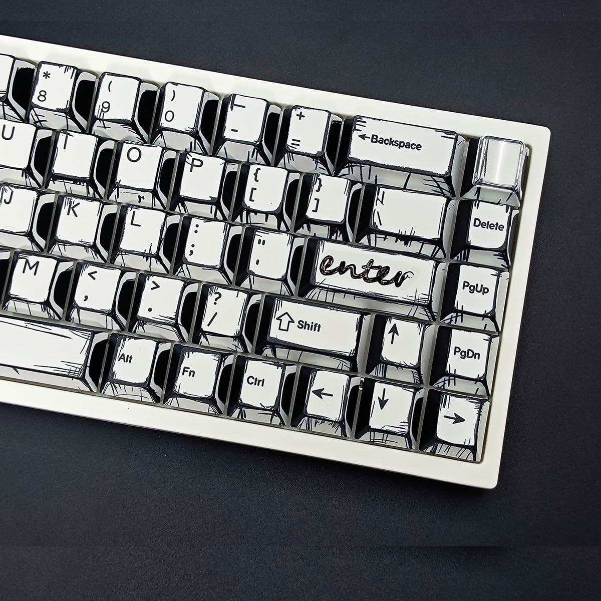 Teclas PBT Retro Manga 141 Teclas Hunfuthr para Teclado Mecánico