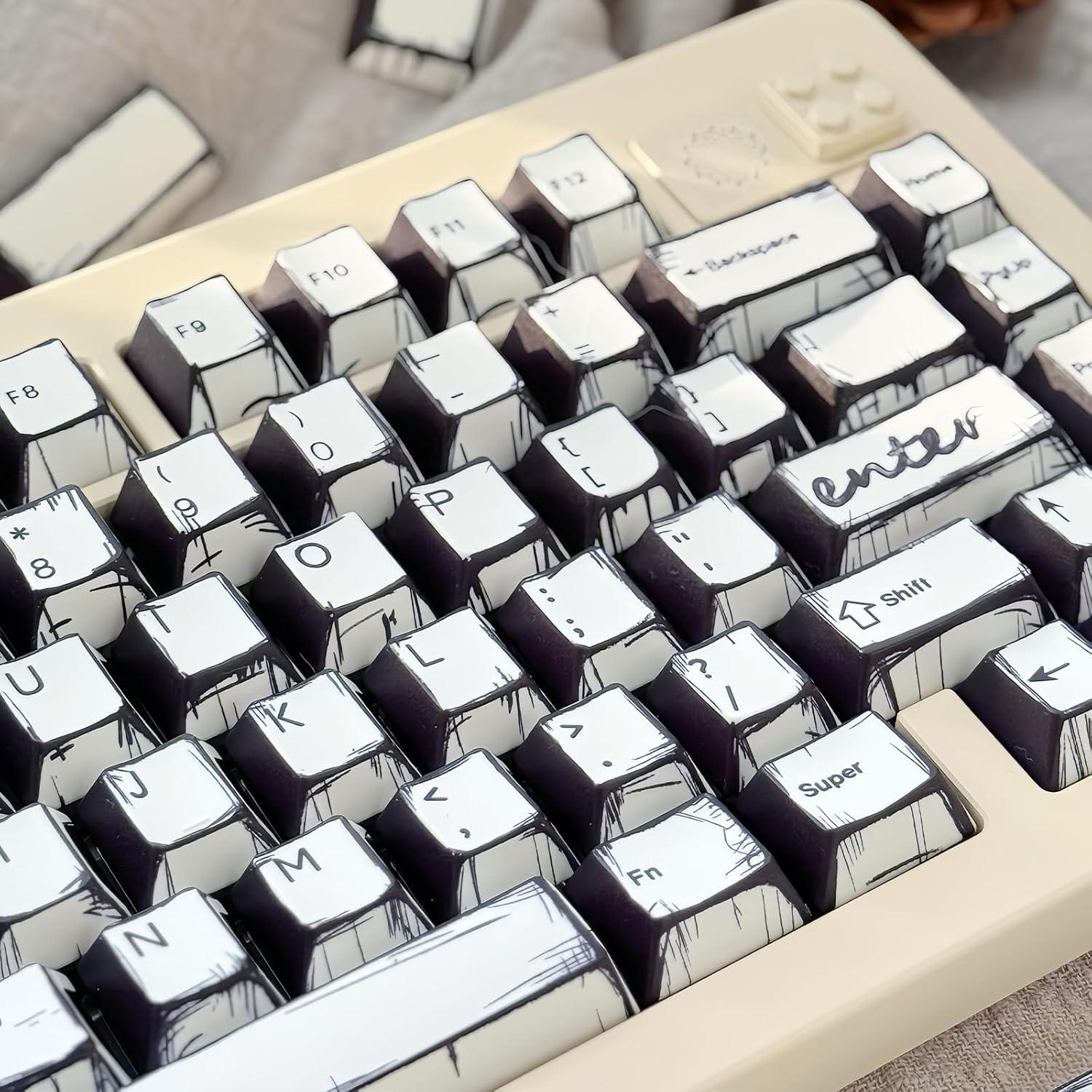 Teclas PBT Retro Manga 141 Teclas Hunfuthr para Teclado Mecánico