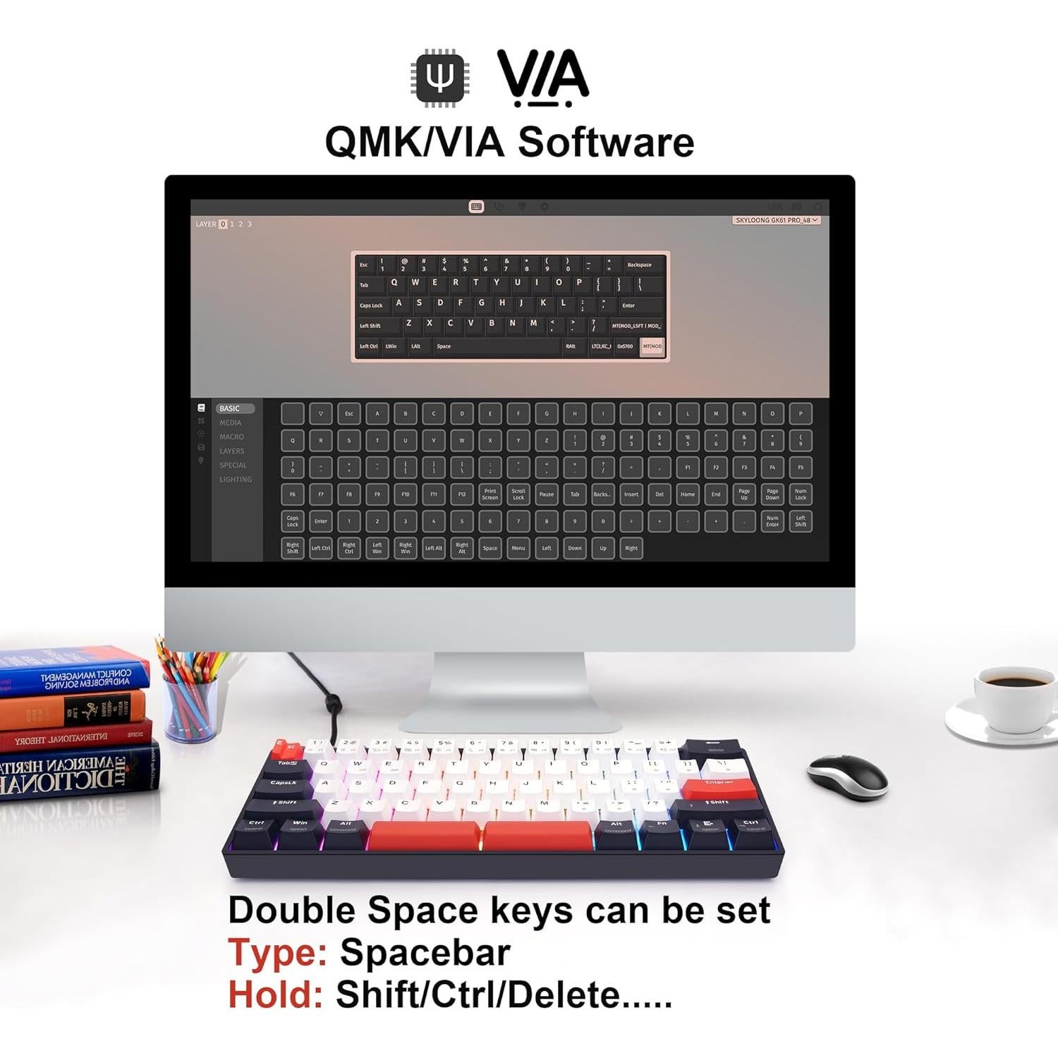 Teclado Mecánico Gaming Skyloong GK61 RGB KTT Marrón USB-C