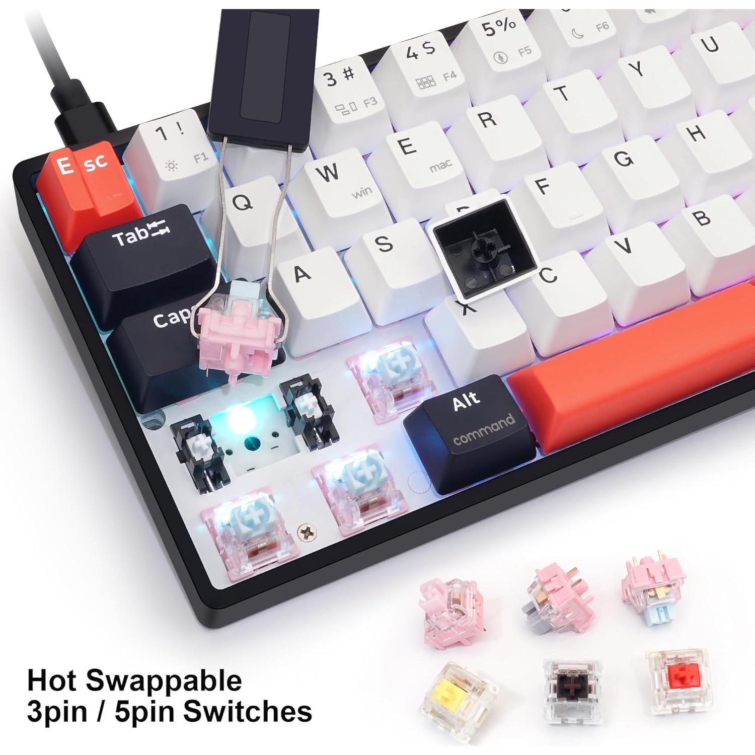 Teclado Mecánico Gaming Skyloong GK61 RGB KTT Marrón USB-C