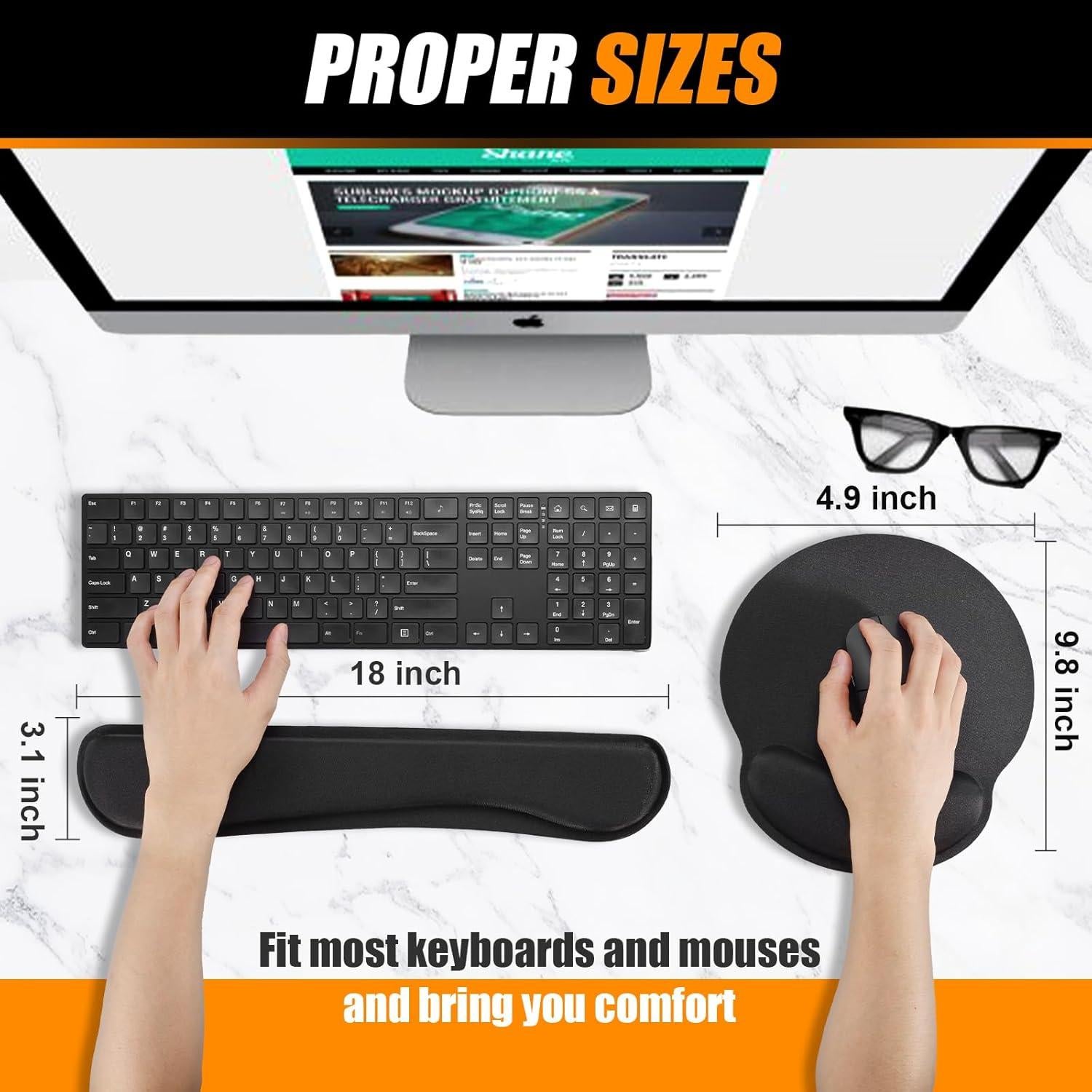 Juego de 8 Piezas Almohadillas Ergonómicas Bcbei Lin002 Negro