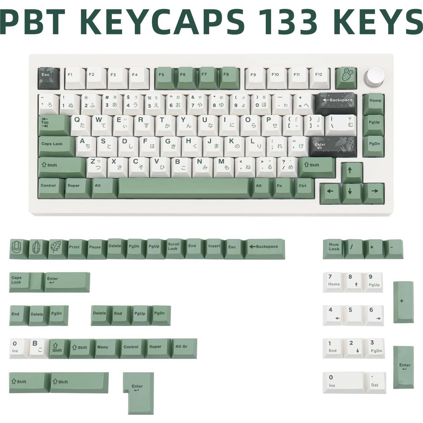 Teclas Mecánicas JOLINTAL 130 PBT Verde Botánico Cherry