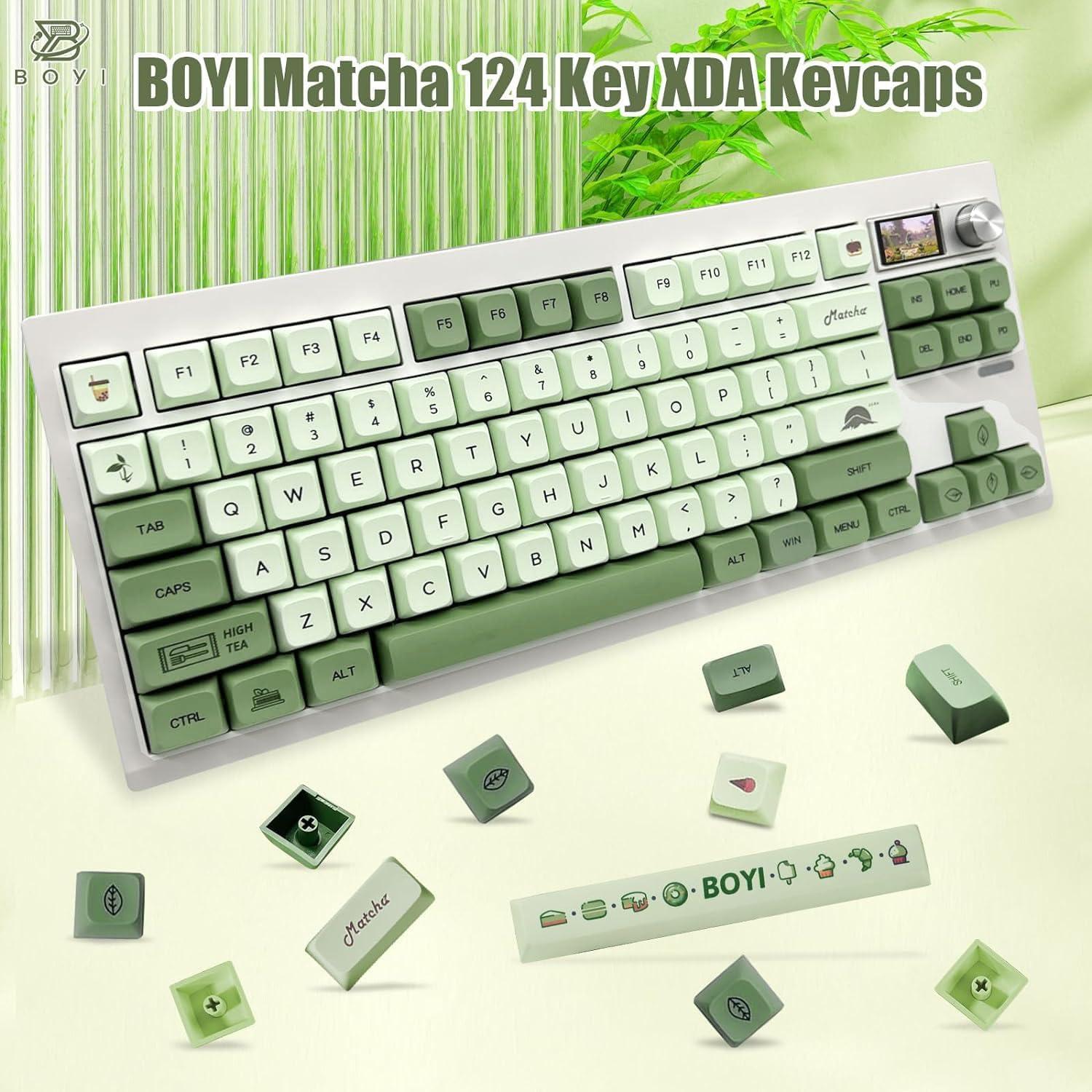Conjunto de Teclas PBT Sublimadas BOYI Matcha 124 Teclas