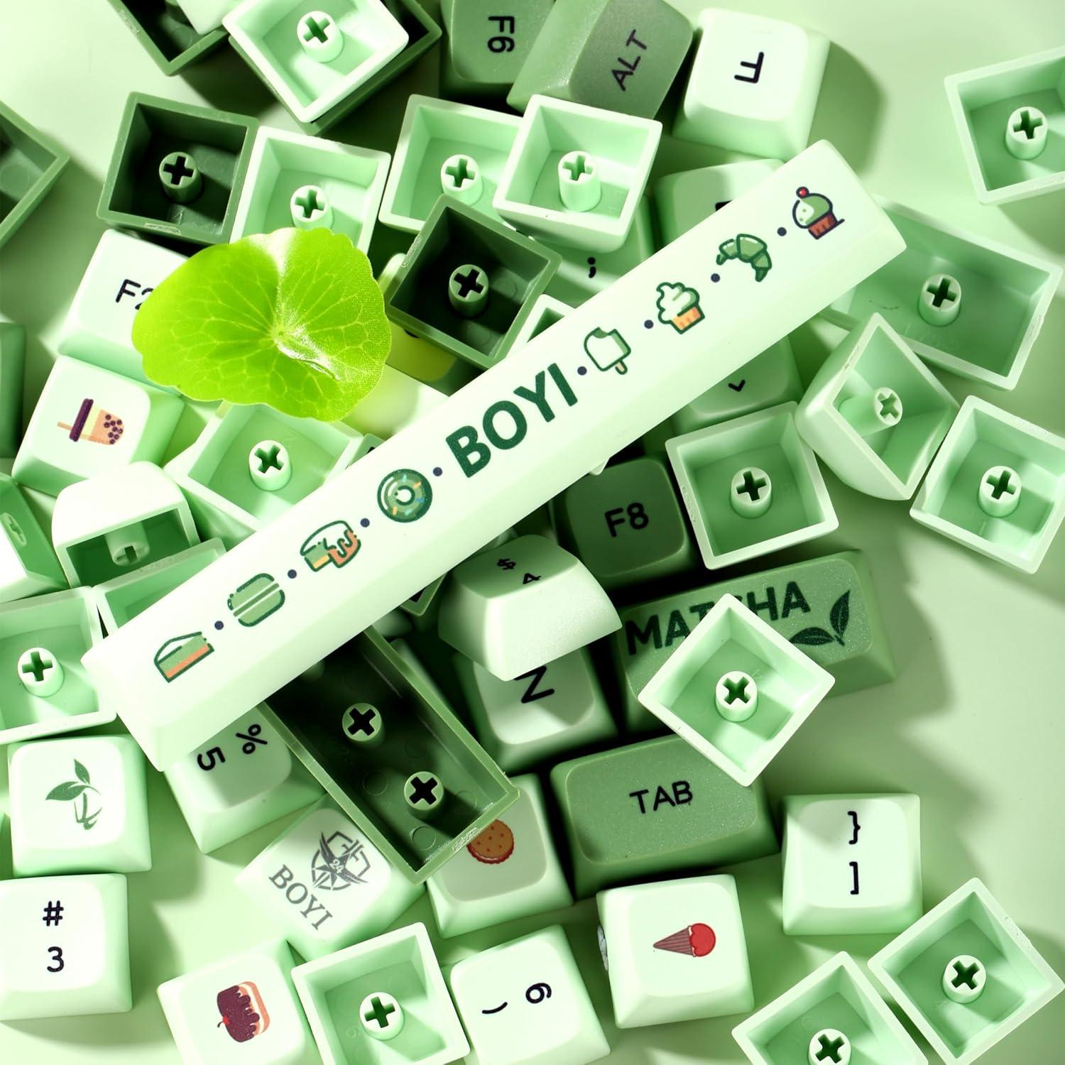 Conjunto de Teclas PBT Sublimadas BOYI Matcha 124 Teclas