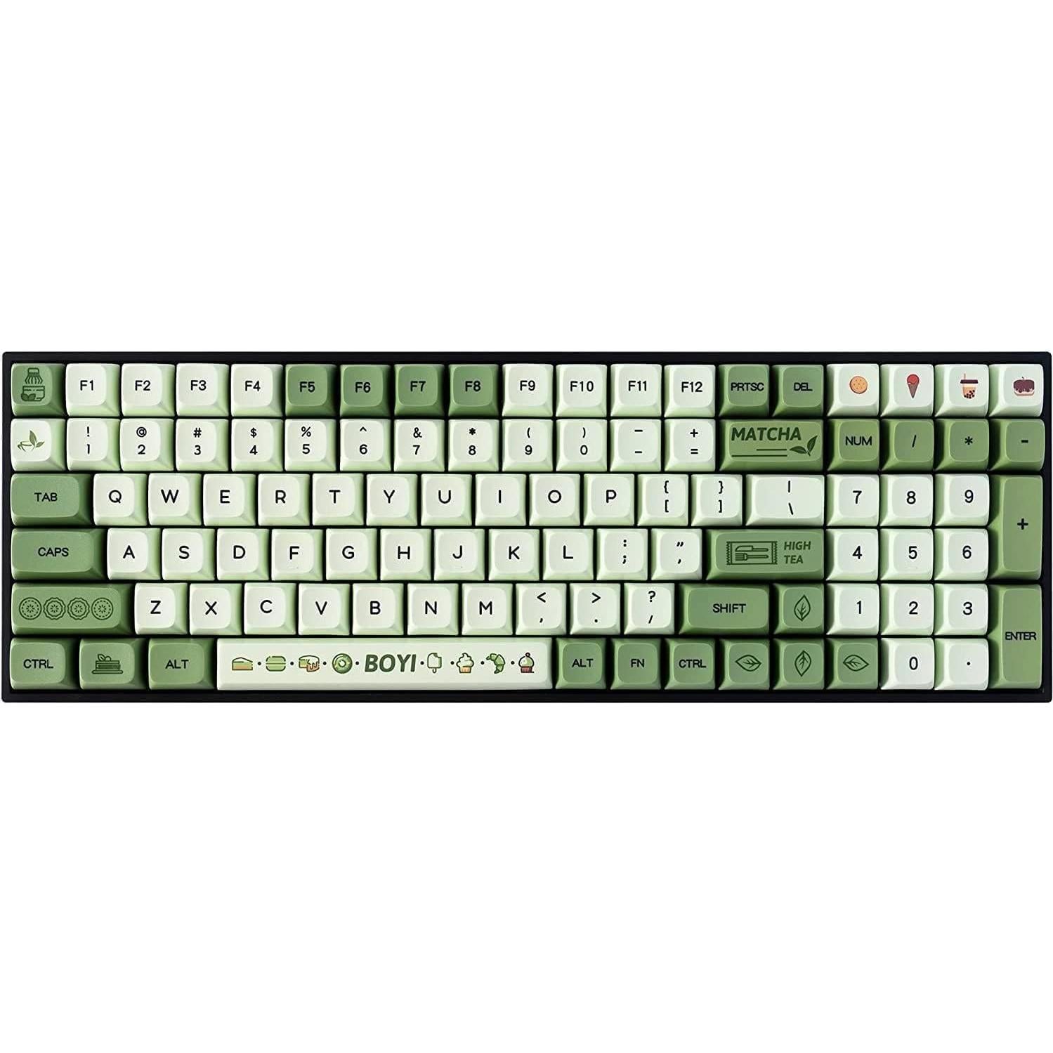 Conjunto de Teclas PBT Sublimadas BOYI Matcha 124 Teclas