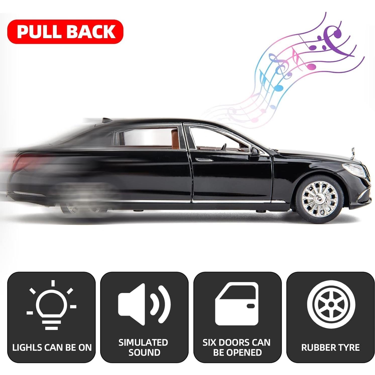 Coche de Juguete a Escala 1/24 WAKAKAC Benz E300 con Sonido y Luz