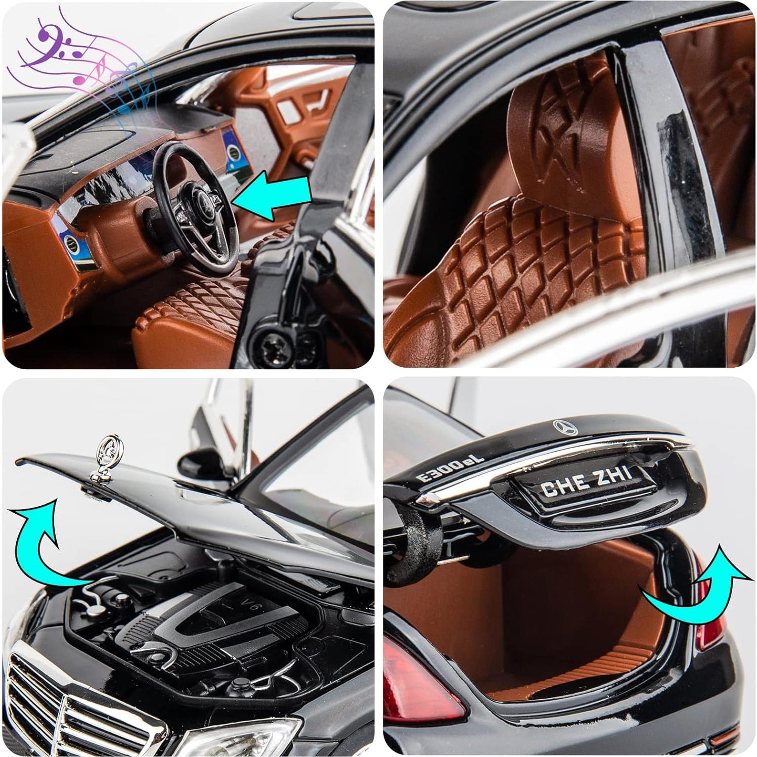 Coche de Juguete a Escala 1/24 WAKAKAC Benz E300 con Sonido y Luz