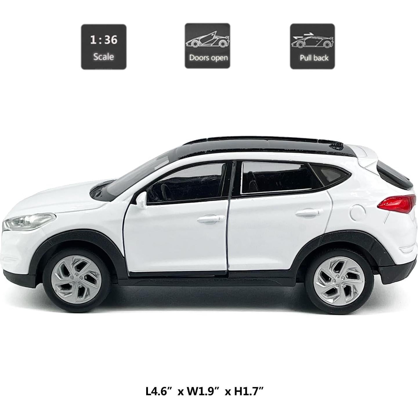 Coche de Juguete Hyundai Tucson 1:36 Metal Diecast Blanco