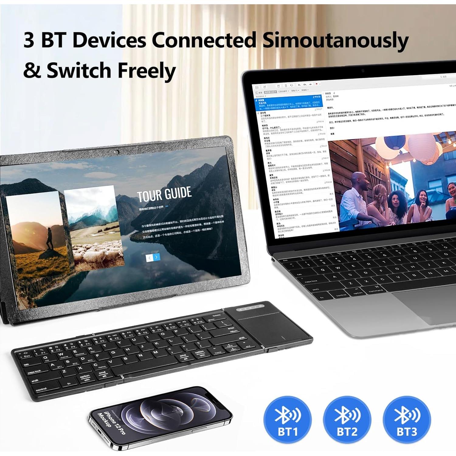 Teclado Bluetooth Plegable Inalámbrico MESWAO con Touchpad