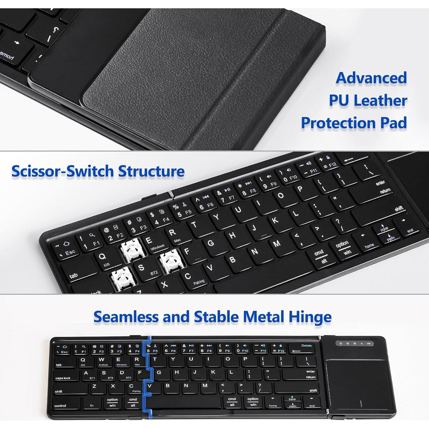 Teclado Bluetooth Plegable Inalámbrico MESWAO con Touchpad