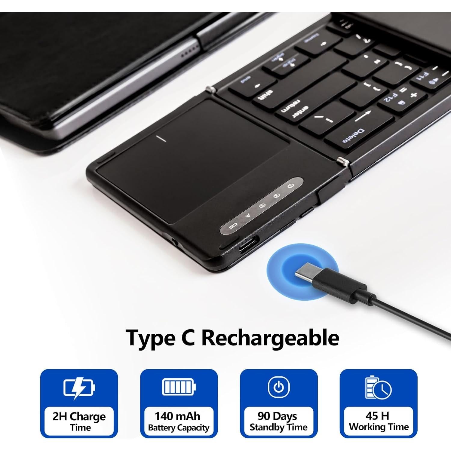 Teclado Bluetooth Plegable Inalámbrico MESWAO con Touchpad