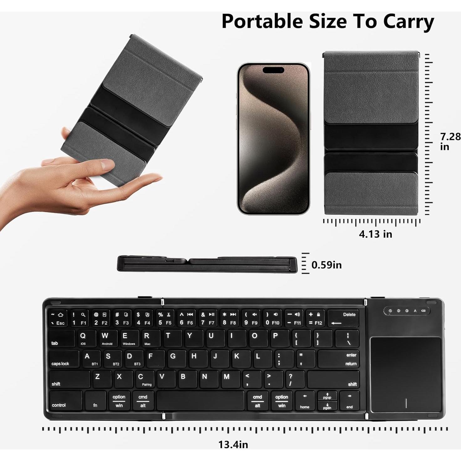 Teclado Bluetooth Plegable Inalámbrico MESWAO con Touchpad