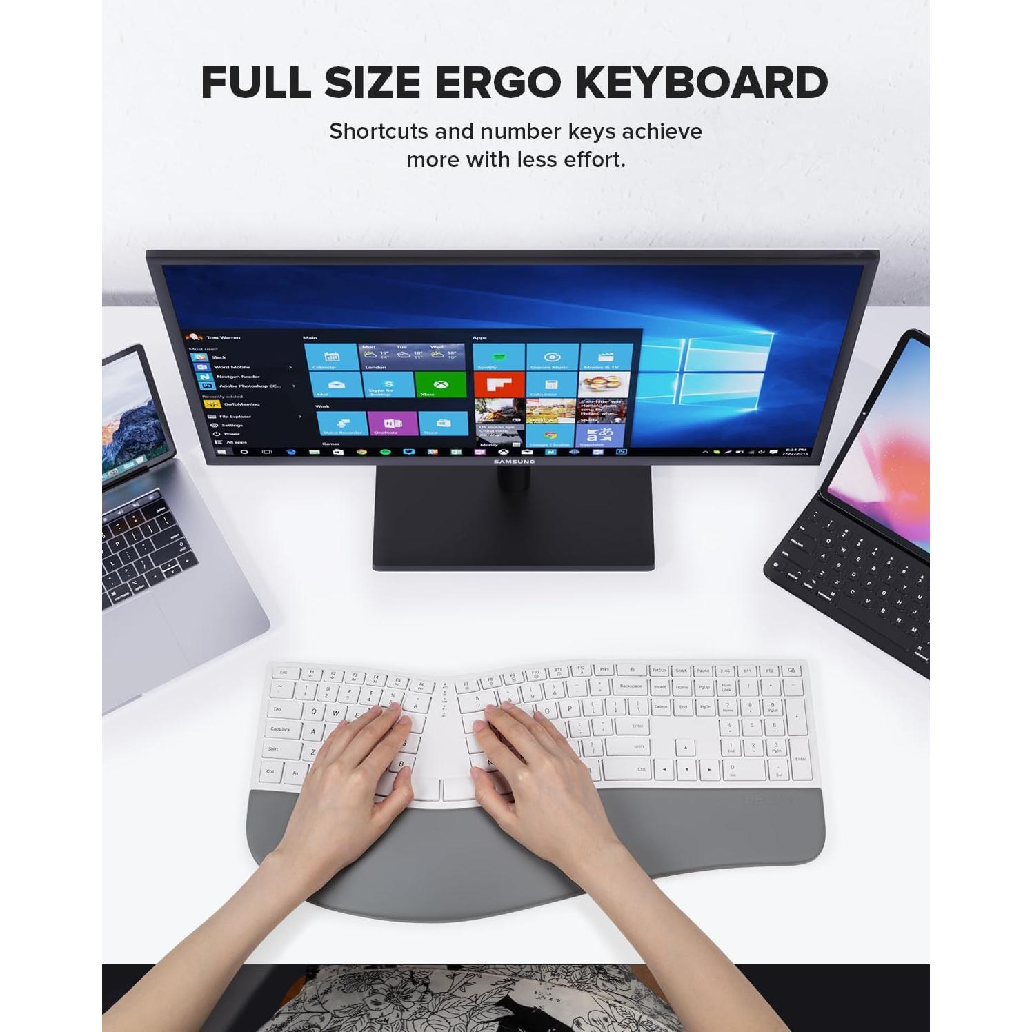 Combo Teclado Ergonómico Inalámbrico DeLUX y Ratón Vertical