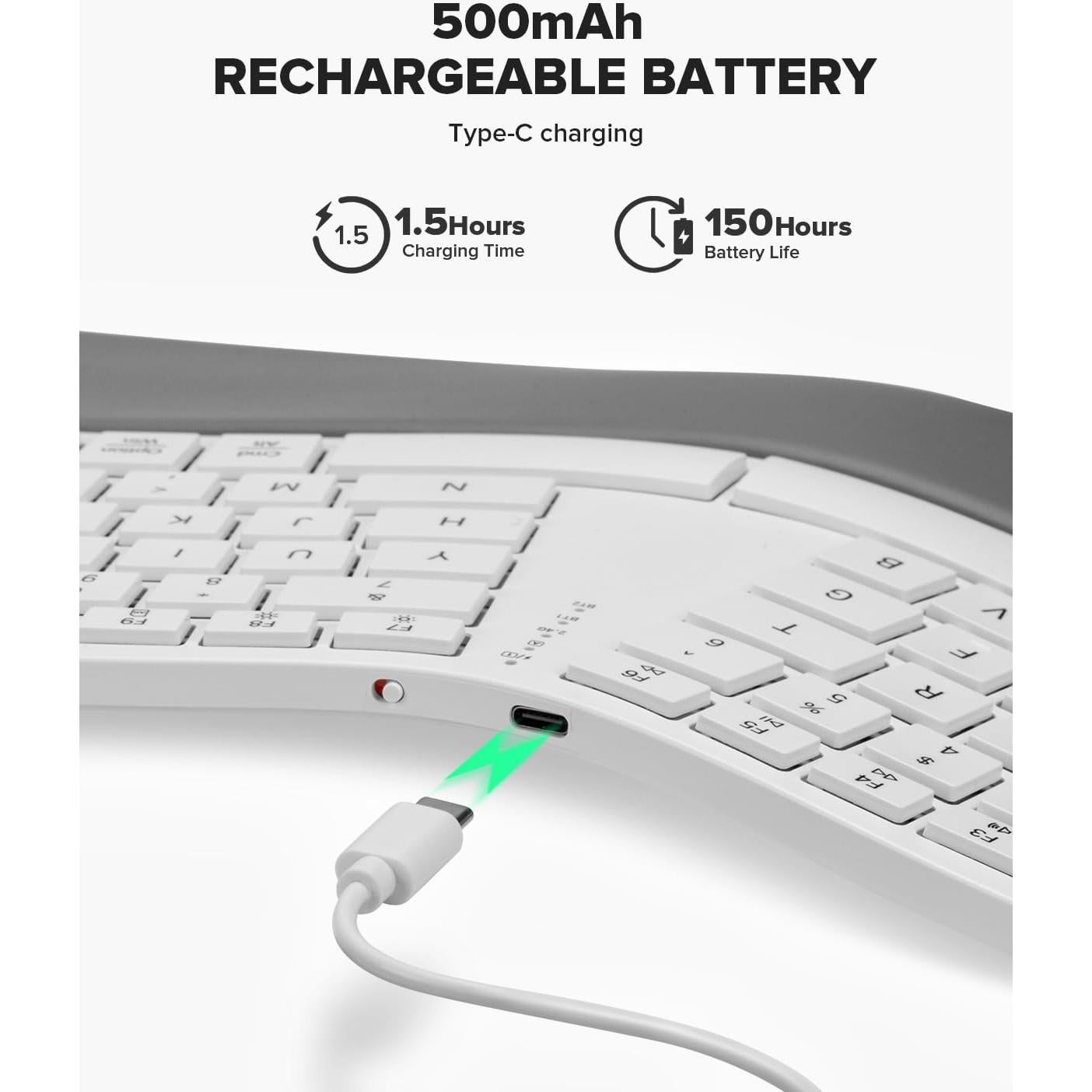 Combo Teclado Ergonómico Inalámbrico DeLUX y Ratón Vertical