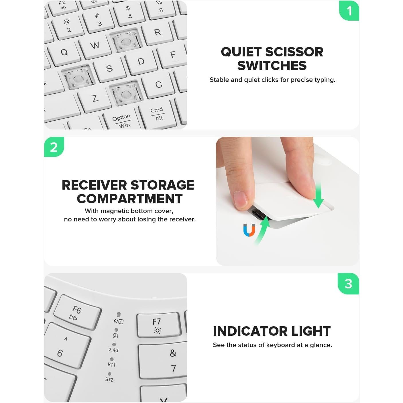 Combo Teclado Ergonómico Inalámbrico DeLUX y Ratón Vertical