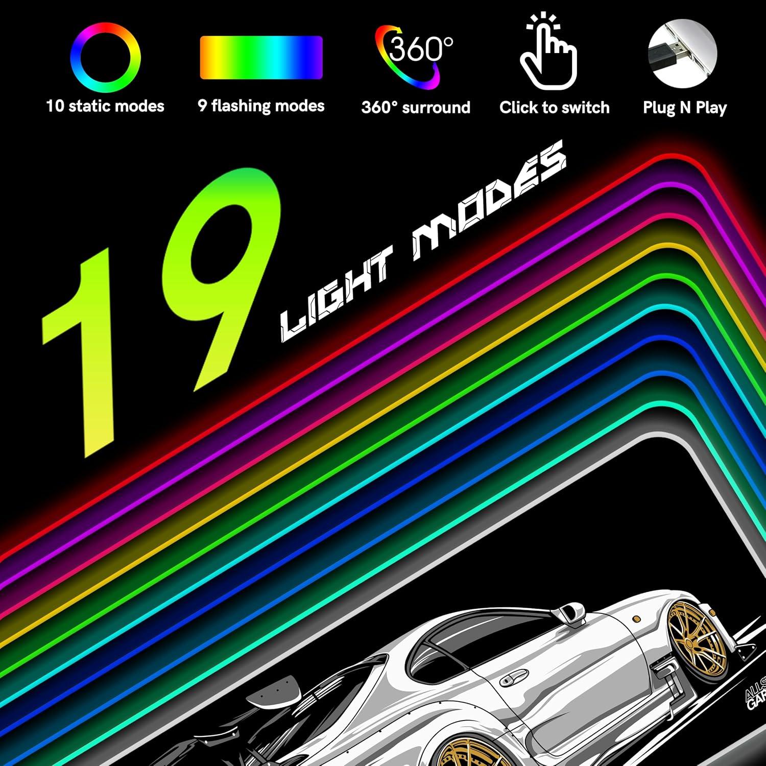 Alfombrilla de Ratón Gaming RGB AllstarGarage 80x30cm Antideslizante