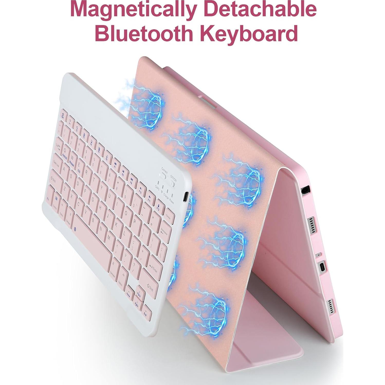 Funda con Teclado Bluetooth para Samsung Galaxy Tab A9+ 11" 2023 Rosa