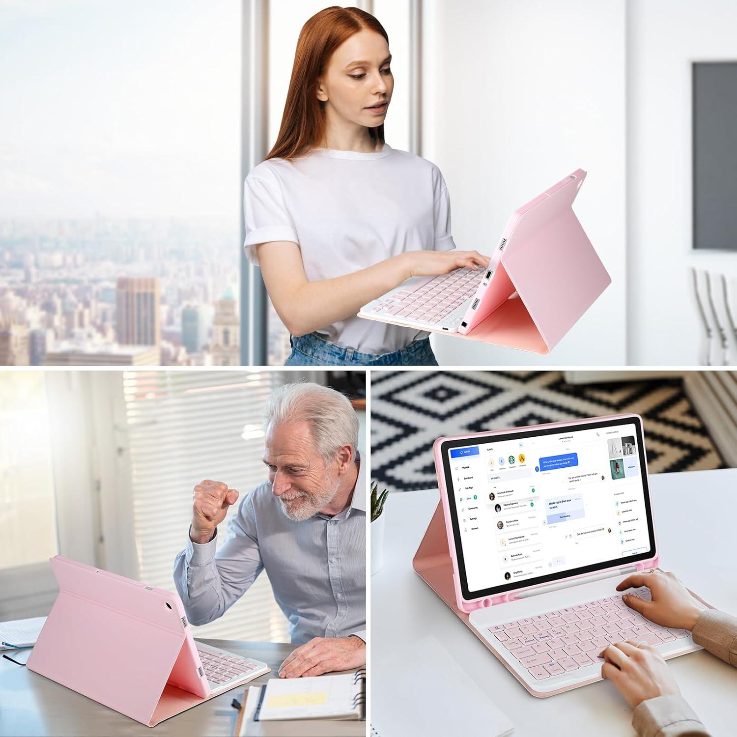Funda con Teclado Bluetooth para Samsung Galaxy Tab A9+ 11" 2023 Rosa