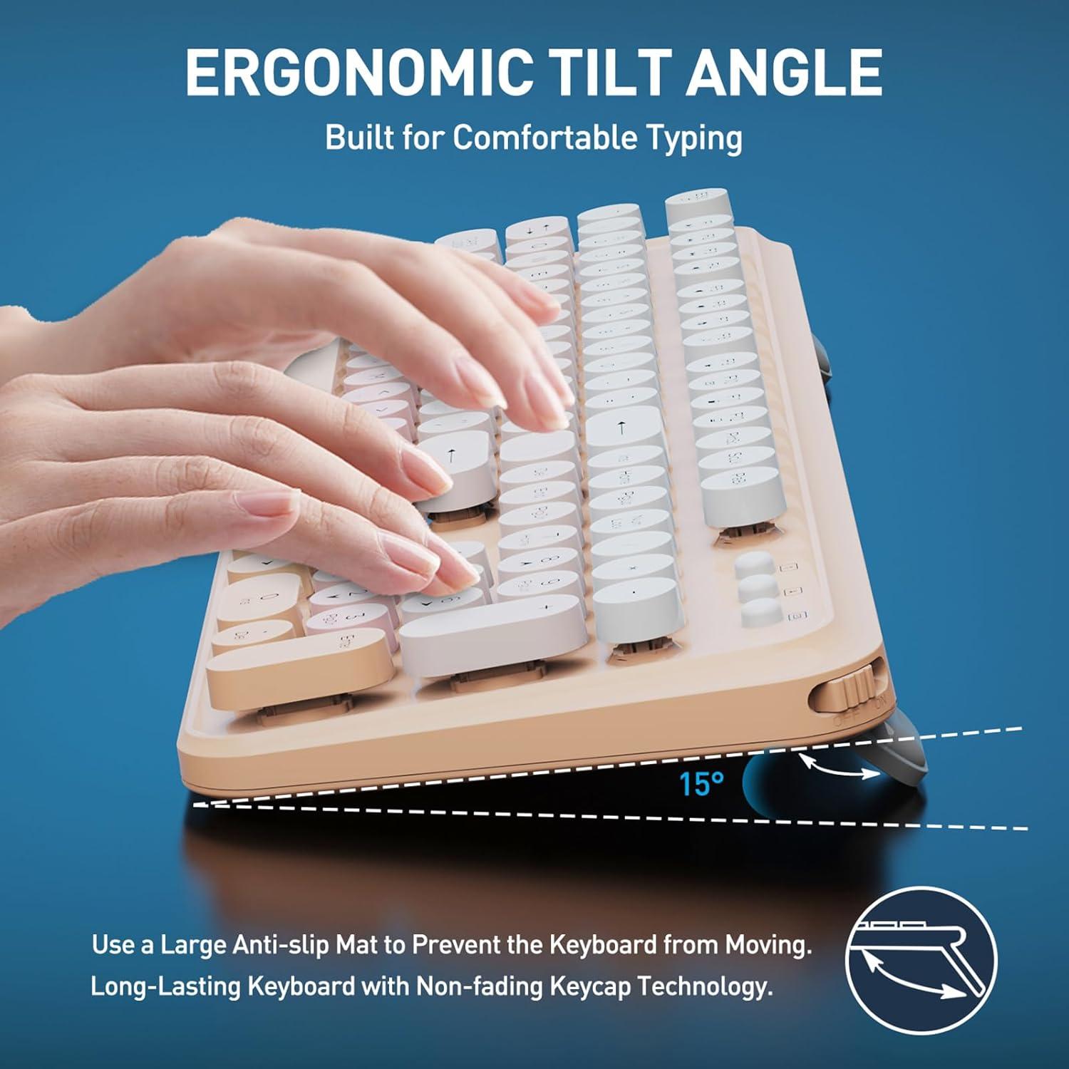 Combo Teclado y Ratón Inalámbrico FD EK8870 Rosa Claro