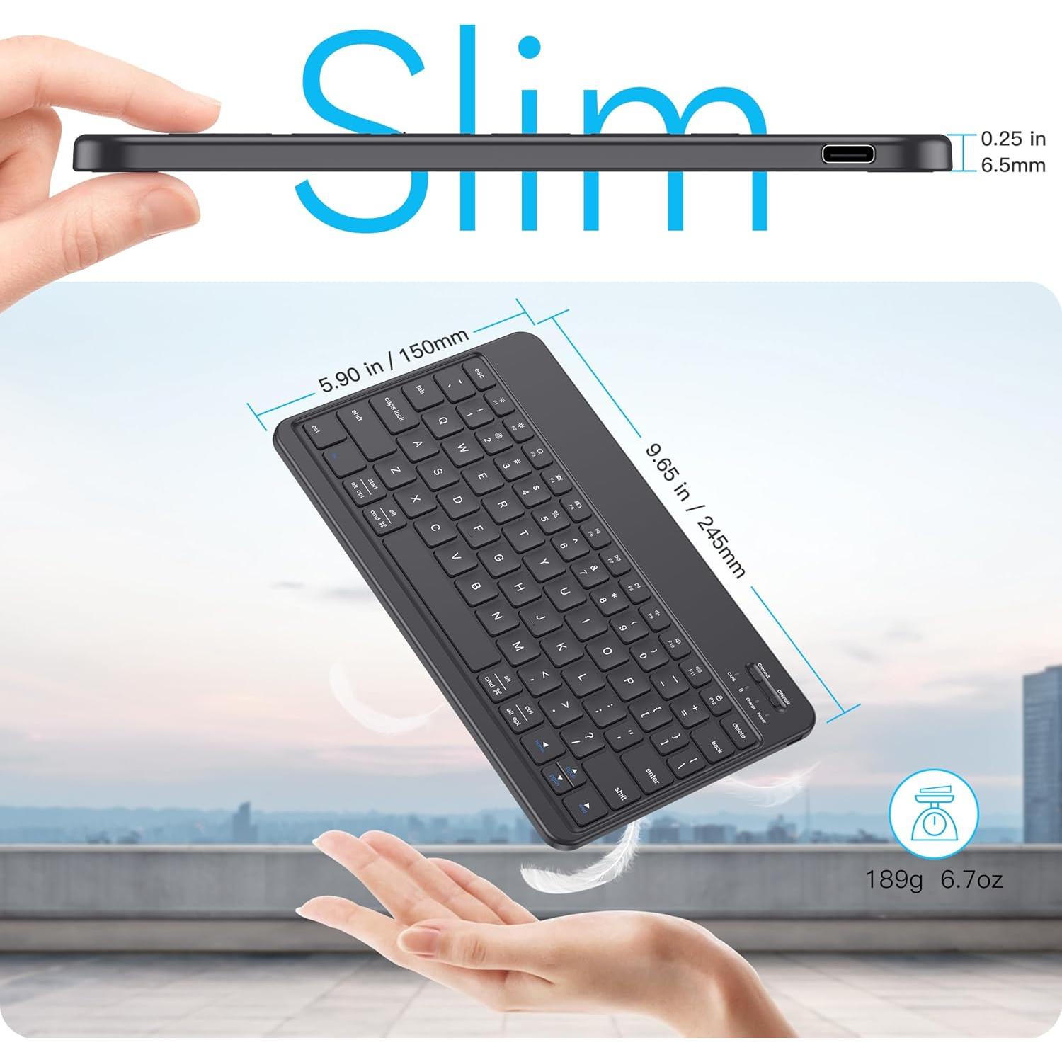 Teclado Inalámbrico Emetok Bluetooth Portátil con Teclas Grandes