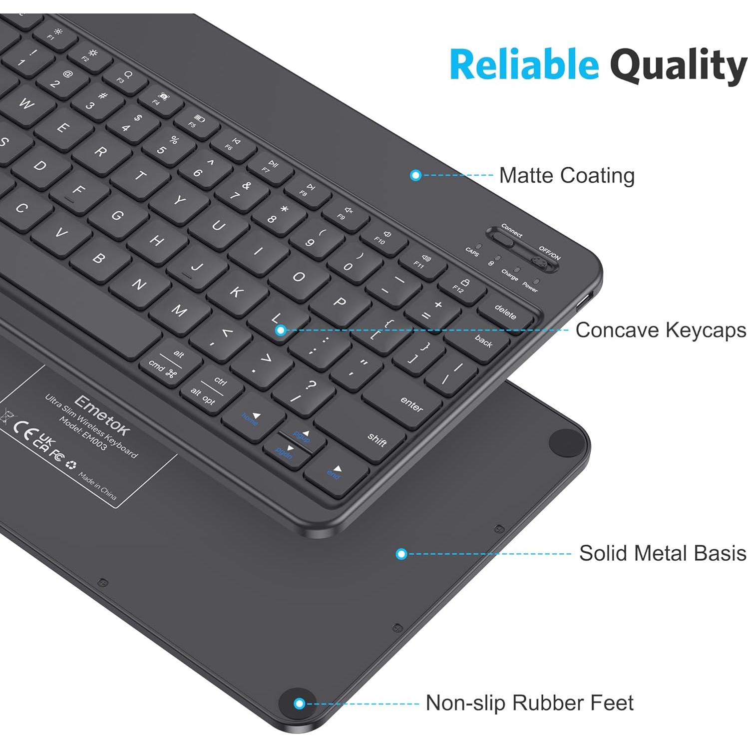 Teclado Inalámbrico Emetok Bluetooth Portátil con Teclas Grandes