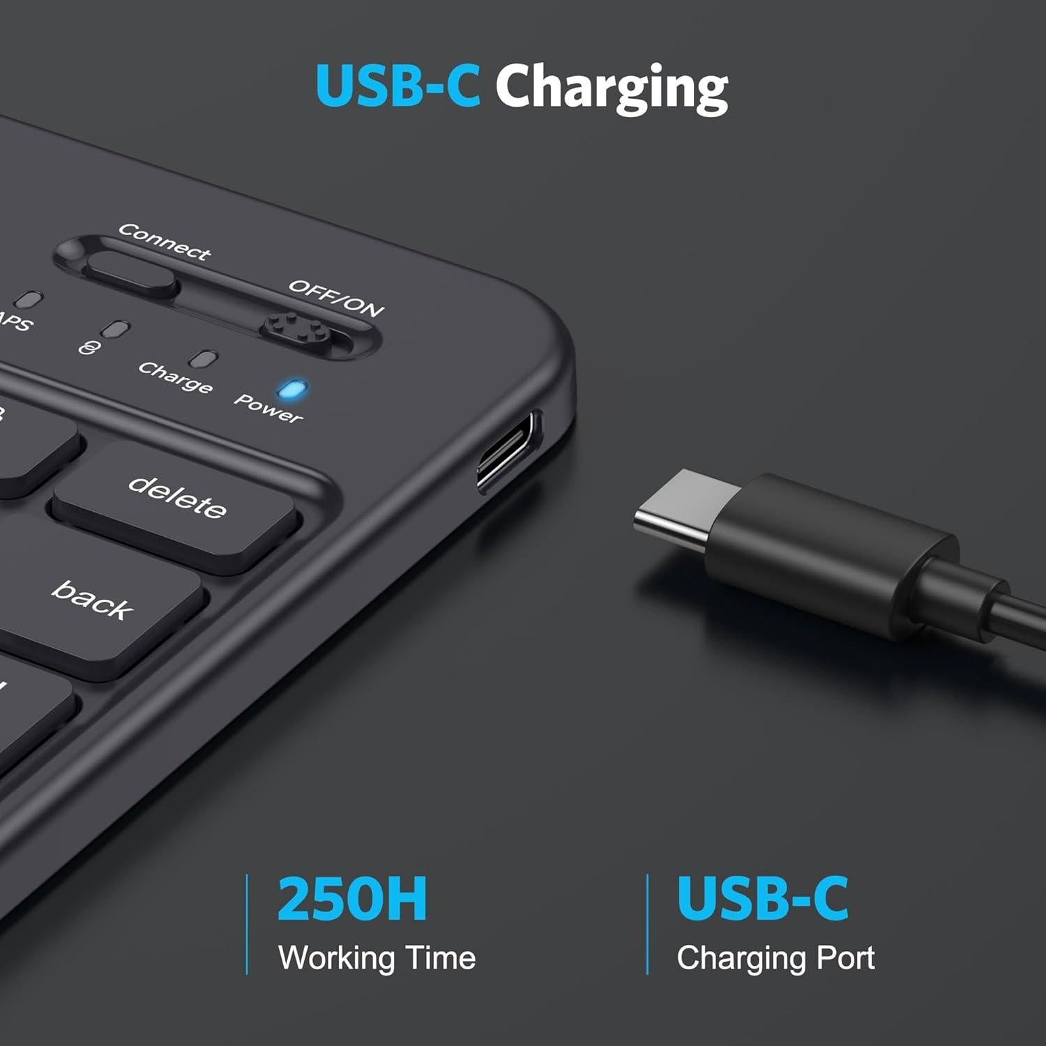 Teclado Inalámbrico Emetok Bluetooth Portátil con Teclas Grandes