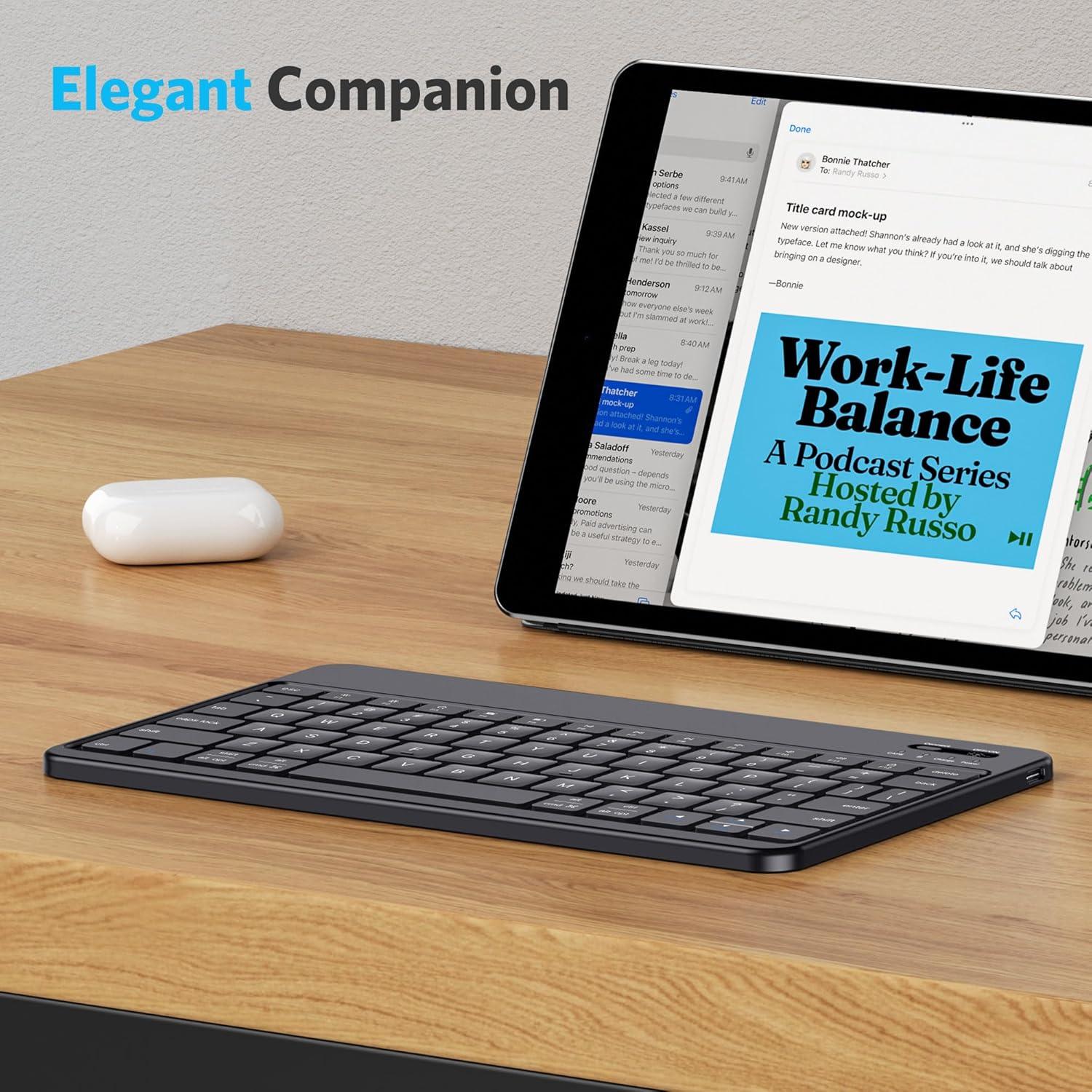 Teclado Inalámbrico Emetok Bluetooth Portátil con Teclas Grandes