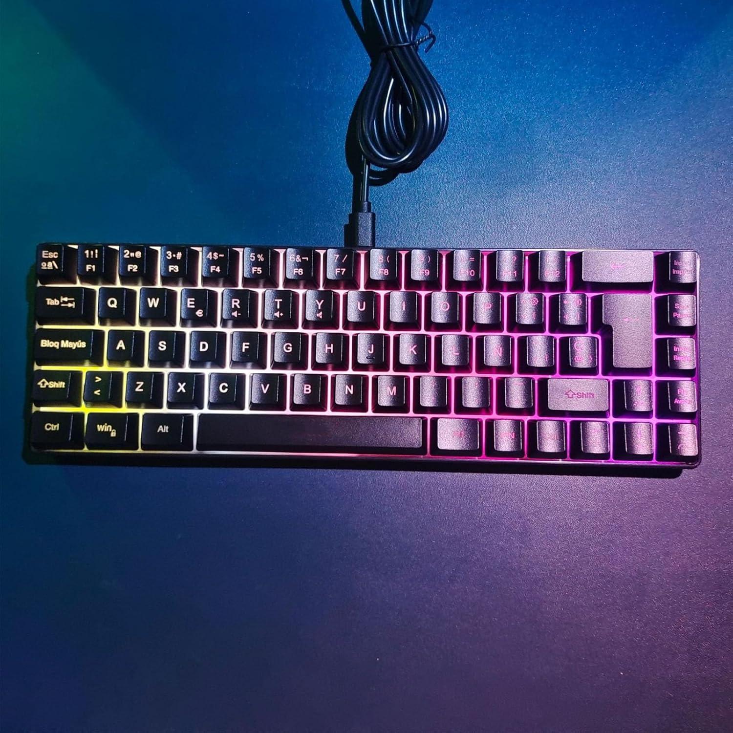 Teclado Mecánico para Juegos Yunir 68 Teclas RGB Ergonómico