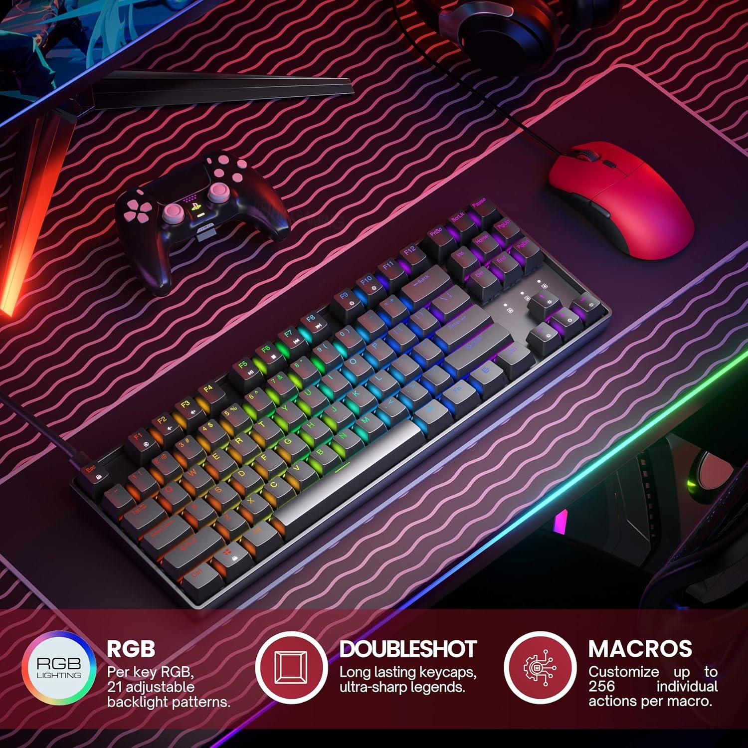 Teclado Mecánico Hotswap HK Gaming GK80 TKL RGB 87 Teclas