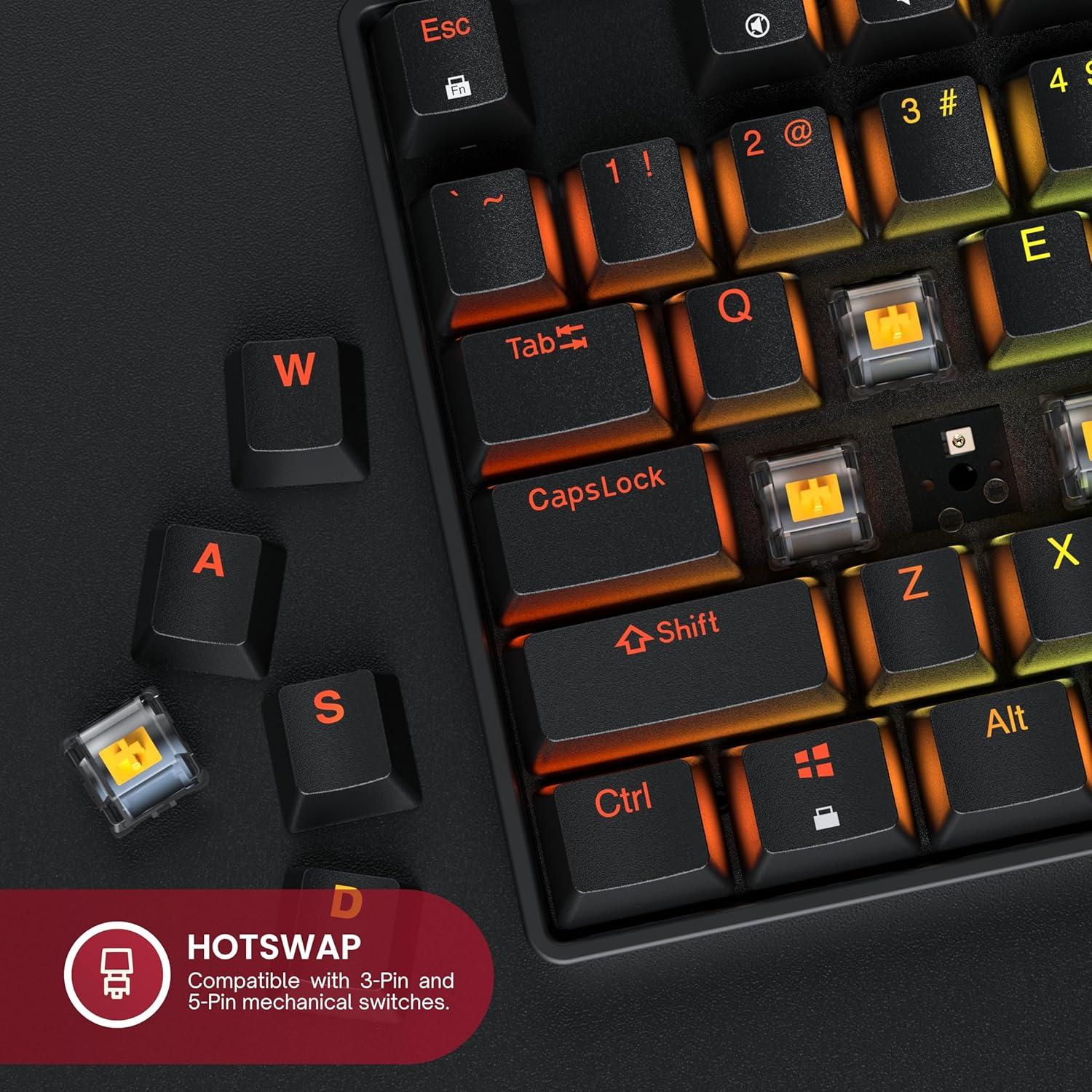 Teclado Mecánico Hotswap HK Gaming GK80 TKL RGB 87 Teclas