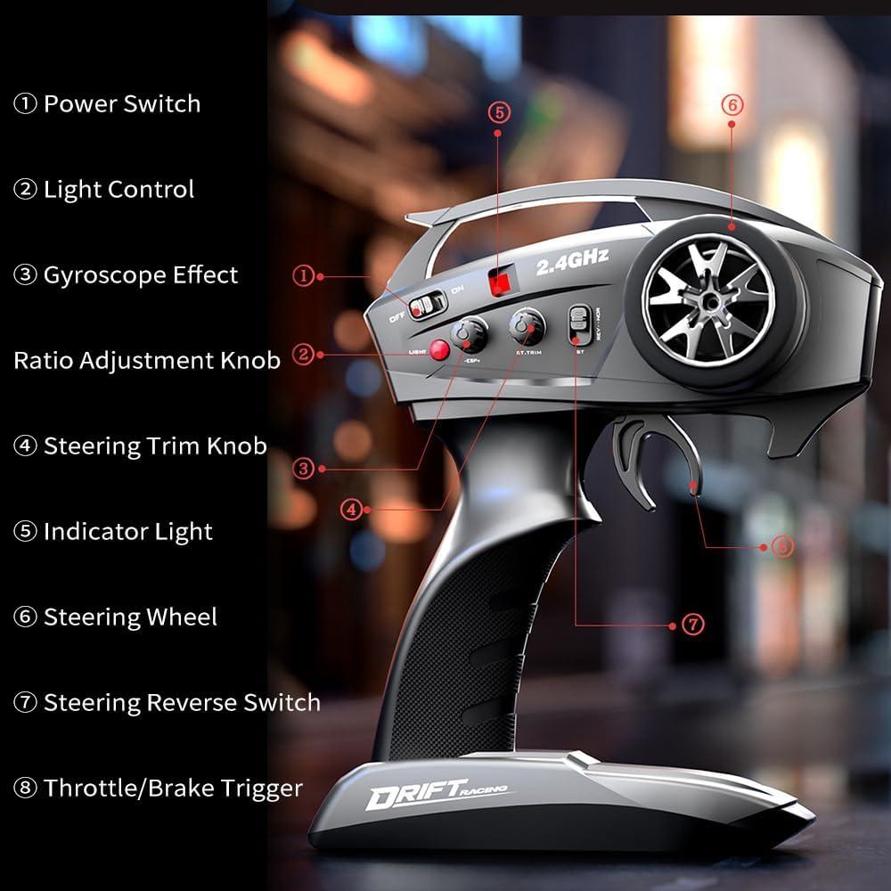 Coche RC Drift Hylukon 1:12 4WD 30 km/h con Luces LED