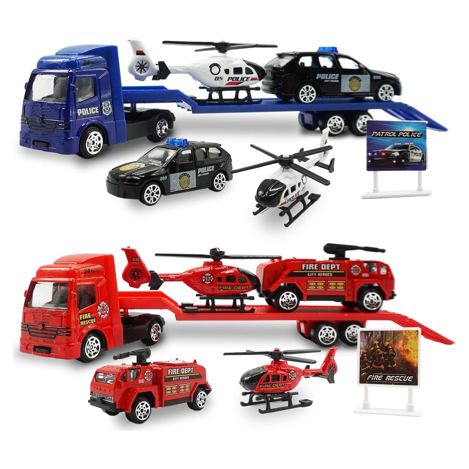 Set de Vehículos de Emergencia OTONOPI - Coche Policía y Bomberos