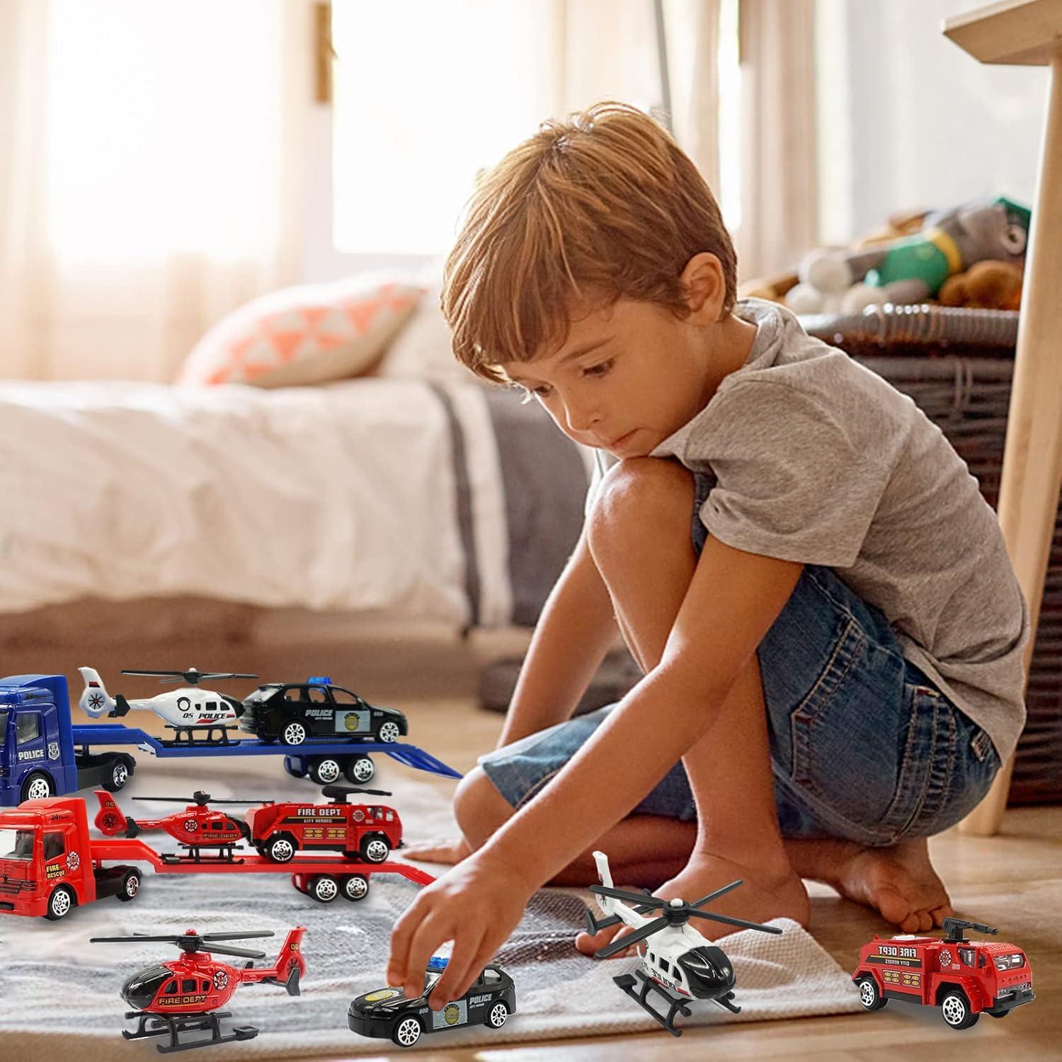 Set de Vehículos de Emergencia OTONOPI - Coche Policía y Bomberos