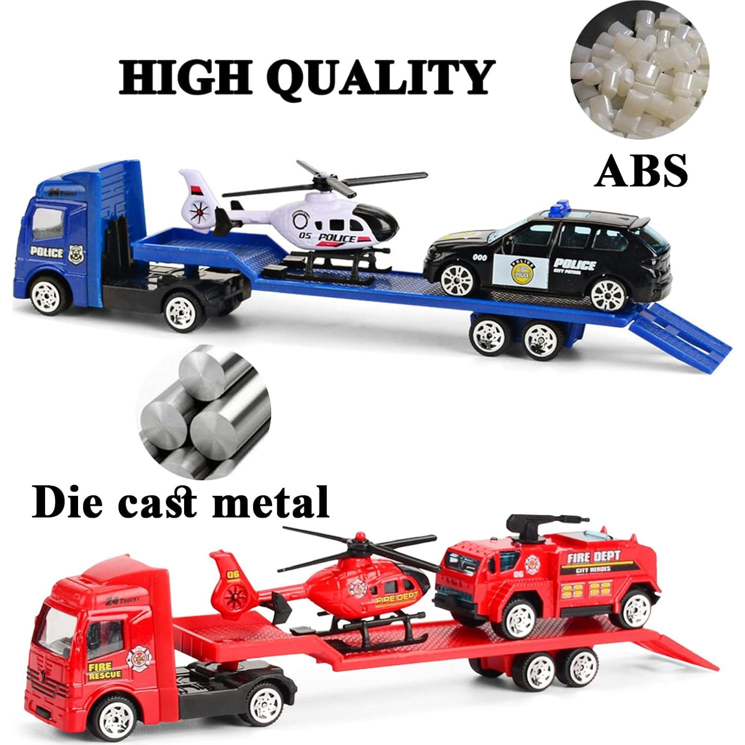 Set de Vehículos de Emergencia OTONOPI - Coche Policía y Bomberos