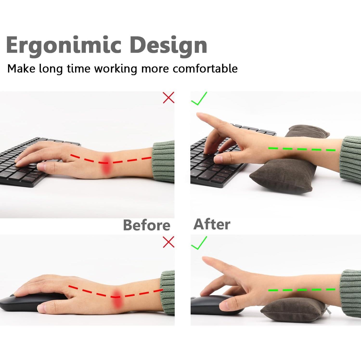 Juego de Reposamuñecas Ergonómico CandoCraft Marrón Oscuro